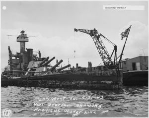 754px-USS_West_Virginia_5-21-42,_Port_quarter_showing_previous_water_line_(FCP)_-_NARA_-_296915