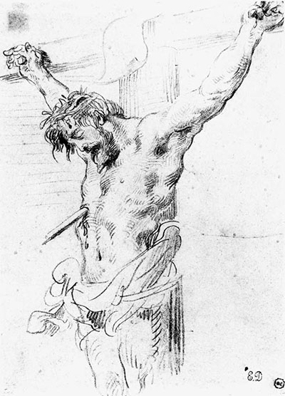 old-master-drawing-DELACROIX_Eugene_Christ_on_the_Cross_sketch_2